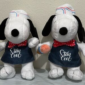 Peanuts Snoopy Plush Ice Cream  Apron “Stay Cool” with Blue Overalls